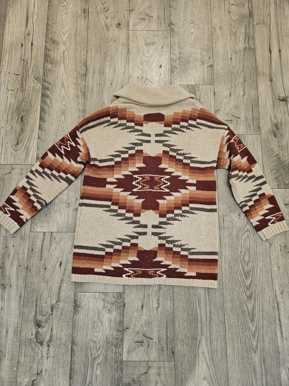 Faherty X Lehi Thunder Voice Eagle Woodland Wool Blend Cardigan In Sunset Sz.XL